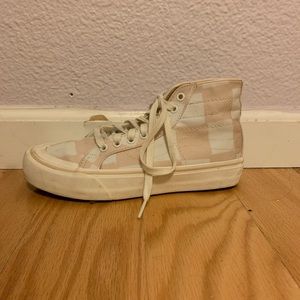 Pale pink checkered vans
